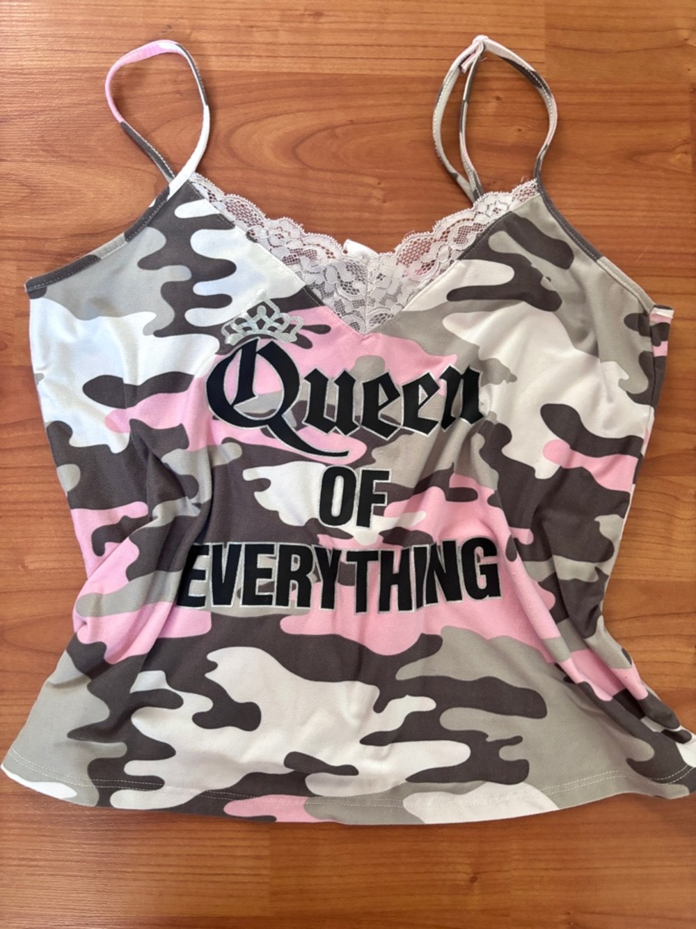Pink Camo Y2K Midwest Princess Mcbling Trashy Lace Trim Cami Top